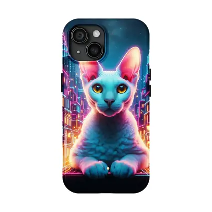 Sphynx Cat Neon City Night Art