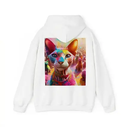 Sphynx Cat Covered in Colorful Festival Paint