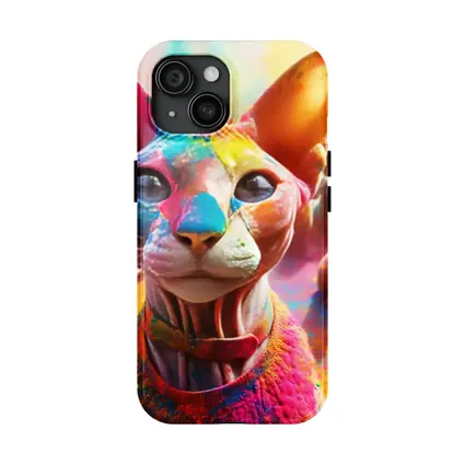 Sphynx Cat Covered in Colorful Festival Paint