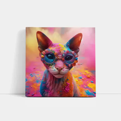 Sphynx Cat Colorful Powder Paint Glasses