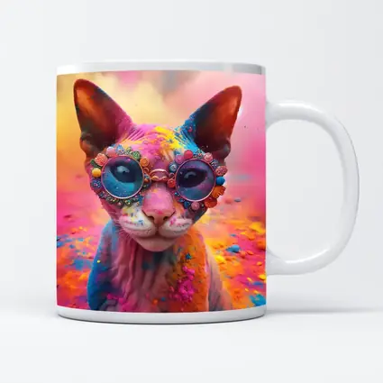 Sphynx Cat Colorful Powder Paint Glasses