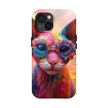 Sphynx Cat Colorful Powder Paint Glasses