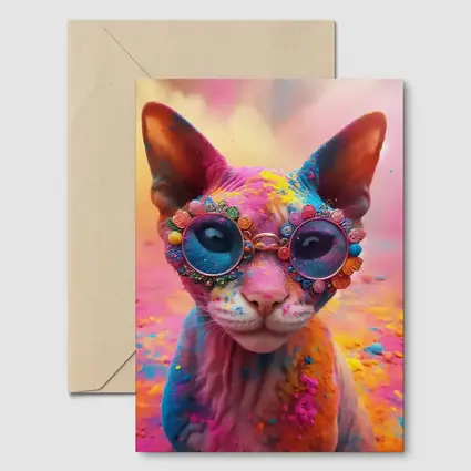 Sphynx Cat Colorful Powder Paint Glasses