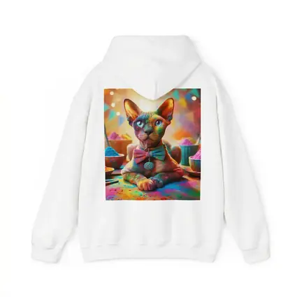 Sphynx Cat Covered Colorful Holi Powder