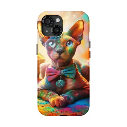 Sphynx Cat Covered Colorful Holi Powder