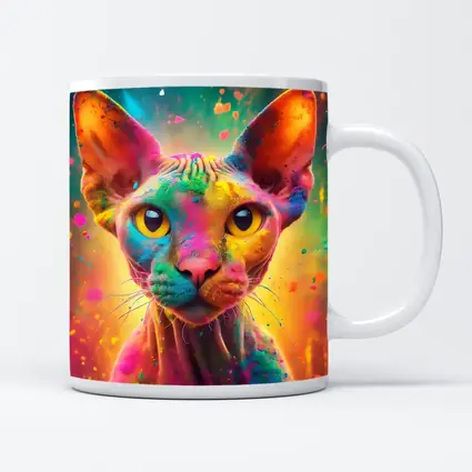 Sphynx Cat Colorful Holi Paint Explosion