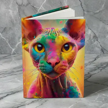 Sphynx Cat Colorful Holi Paint Explosion