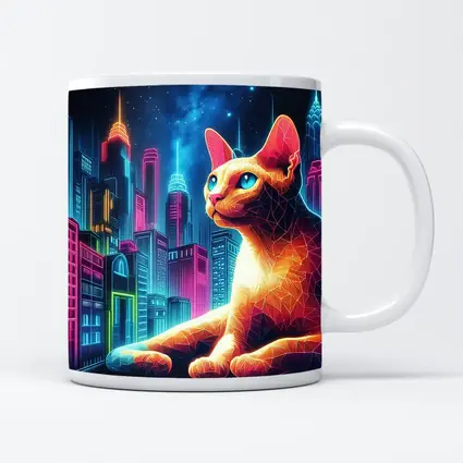Cornish Rex Cat Neon City Night