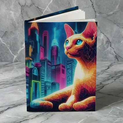 Cornish Rex Cat Neon City Night