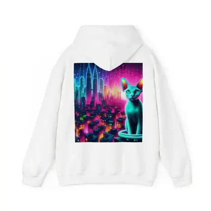 Sphynx Cat Neon Cyberpunk City Night
