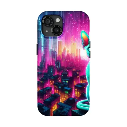 Sphynx Cat Neon Cyberpunk City Night