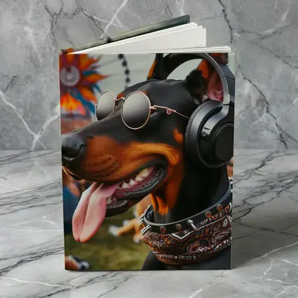 Doberman Pinscher Dog At Music Festival