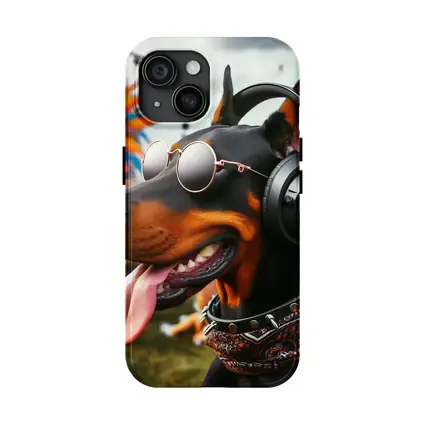 Doberman Pinscher Dog At Music Festival
