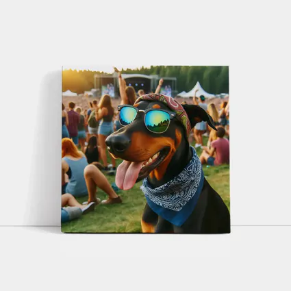 Doberman Dog Sunglasses Bandana Music Festival