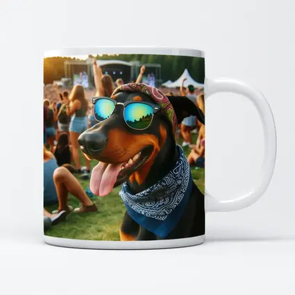 Doberman Dog Sunglasses Bandana Music Festival