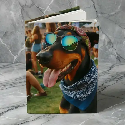 Doberman Dog Sunglasses Bandana Music Festival