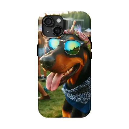 Doberman Dog Sunglasses Bandana Music Festival