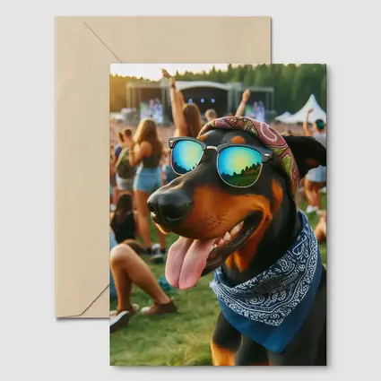 Doberman Dog Sunglasses Bandana Music Festival