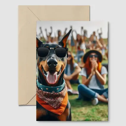 Cool Doberman Sunglasses Bandana Outdoor Crowd