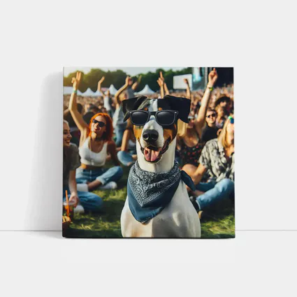 Cool Dog Sunglasses Bandana Music Festival Crowd
