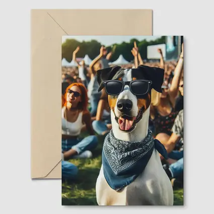 Cool Dog Sunglasses Bandana Music Festival Crowd
