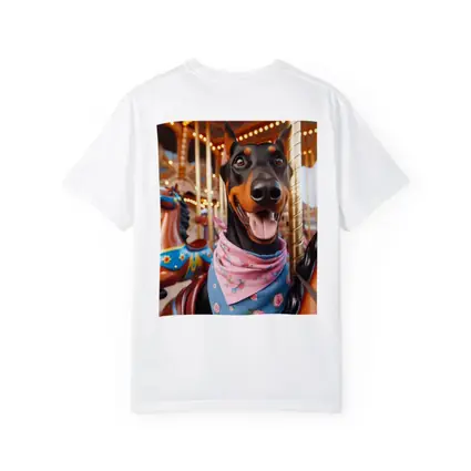 Happy Doberman Pinscher on Carousel Ride