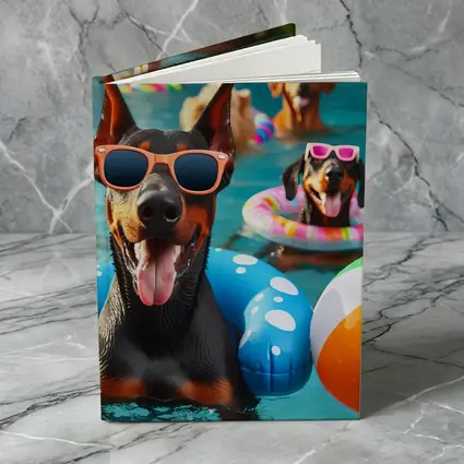Doberman Dogs Pool Party Summer Fun