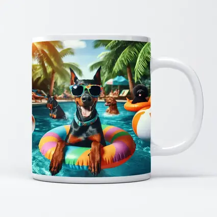 Doberman Pinscher Relaxing at Summer Pool Party