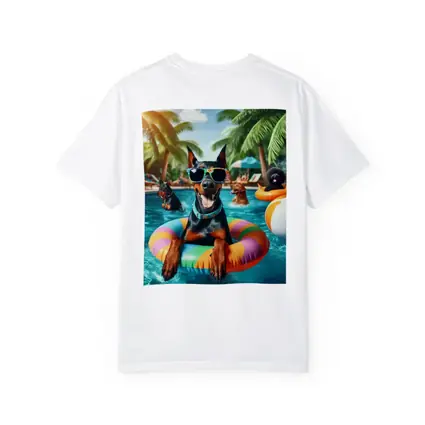 Doberman Pinscher Relaxing at Summer Pool Party