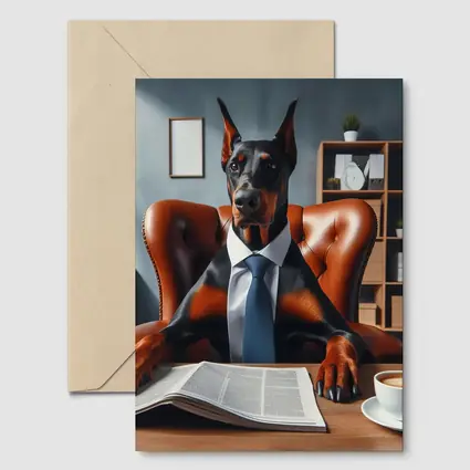 Doberman Pinscher Boss Office Suit Portrait