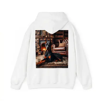 Doberman Pinscher Resting by Cozy Fireplace Library