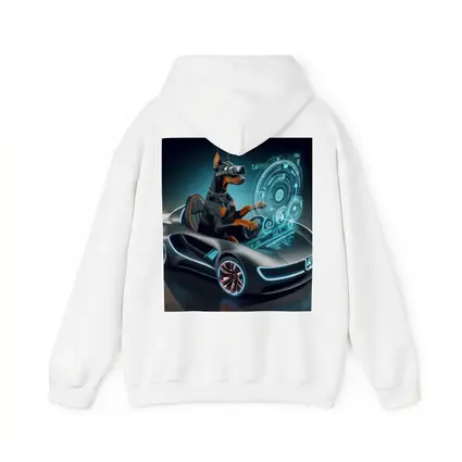 Doberman Pinscher Driving Futuristic Sports Car