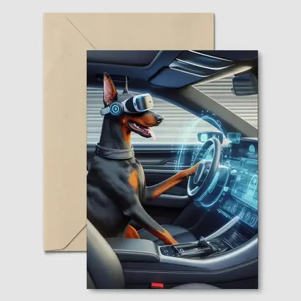 Doberman Pinscher Driving Car VR Headset