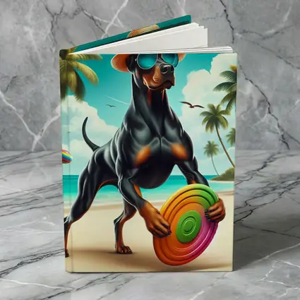 Doberman Pinscher Beach Frisbee Summer Fun