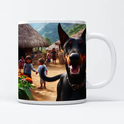 Doberman Pinscher Happy In Rural Village