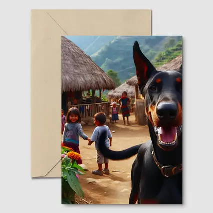 Doberman Pinscher Happy In Rural Village