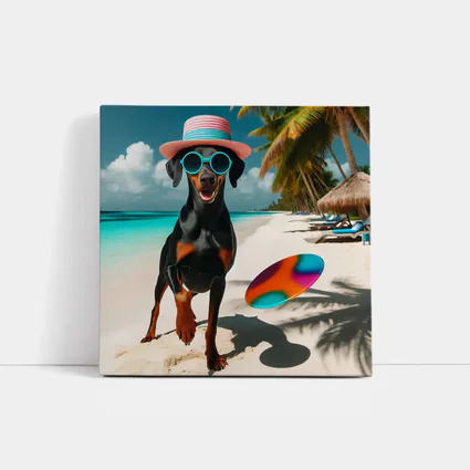 Doberman Dog Beach Hat Sunglasses Summer