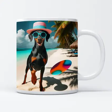 Doberman Dog Beach Hat Sunglasses Summer