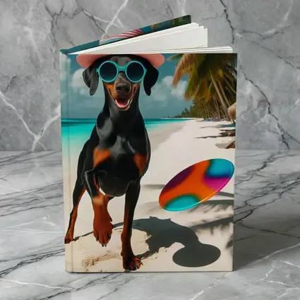 Doberman Dog Beach Hat Sunglasses Summer