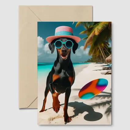 Doberman Dog Beach Hat Sunglasses Summer