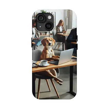 Dog Working Laptop Coffee Shop Office