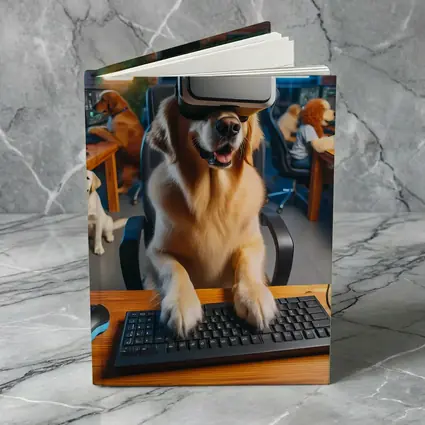 Golden Retriever Gaming With VR Headset