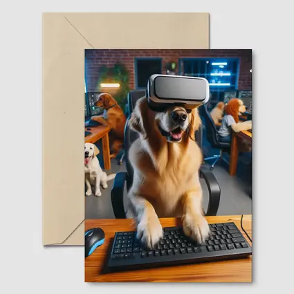 Golden Retriever Gaming With VR Headset