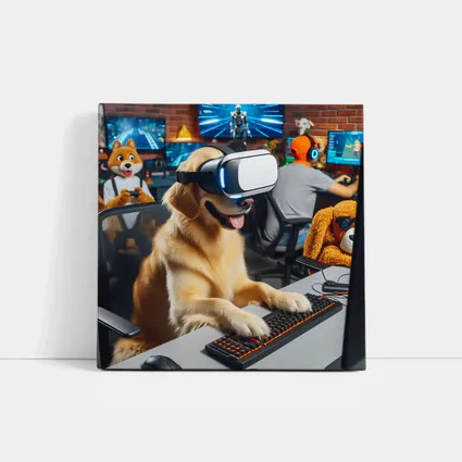 Golden Retriever Gaming With VR Headset