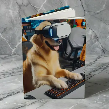 Golden Retriever Gaming With VR Headset