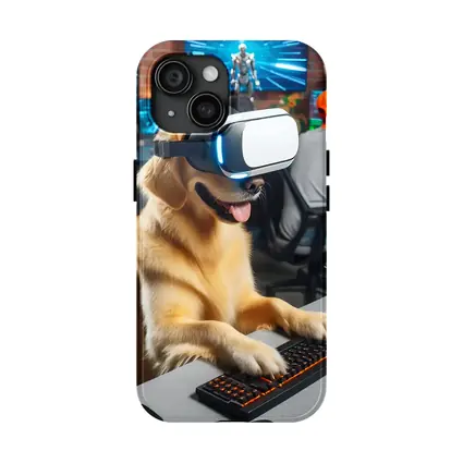 Golden Retriever Gaming With VR Headset