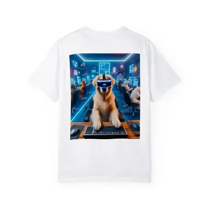 Golden Retriever Gaming VR Headset Neon Room