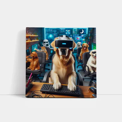 Golden Retriever Gaming With VR Headset