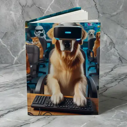 Golden Retriever Gaming With VR Headset