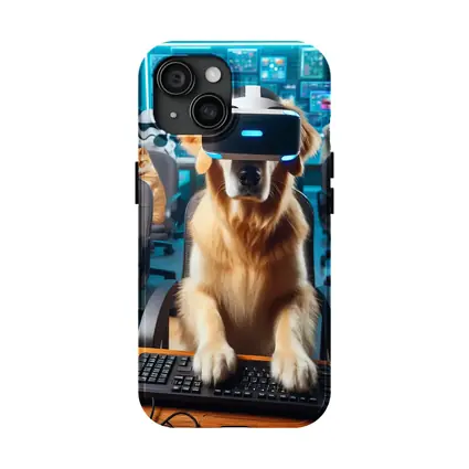 Golden Retriever Gaming With VR Headset